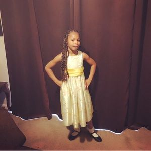 Light goldish cream sleeveless dress